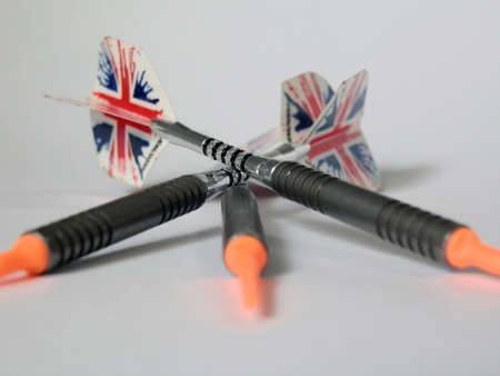 red and blue darts on white backgroundの写真素材