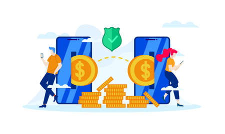 manage finances save for future investment with mobile banking 
saving online vector illustration concept template background can be use for presentation web banner UI UX landing pageのイラスト素材