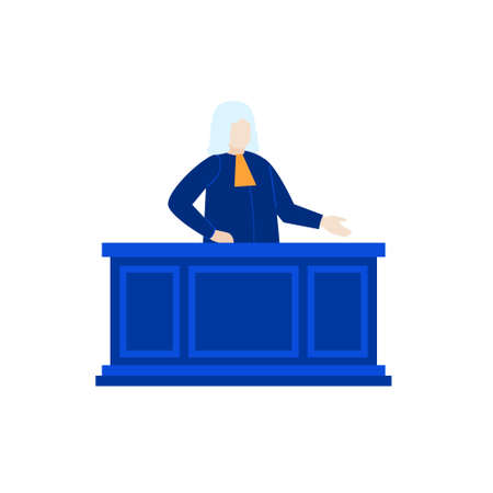 the judge stood behind the desk illustration flat icon designのイラスト素材