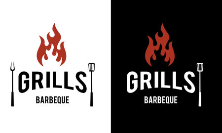 Barbecue logo design. Food or grill template. Vector illustration conceptのイラスト素材