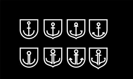 set collection old badge anchor black logo icon design vector illustration
