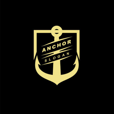 old badge anchor gold logo icon design vector illustrationのイラスト素材