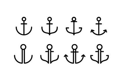 set collection old badge anchor black logo icon design vector illustration