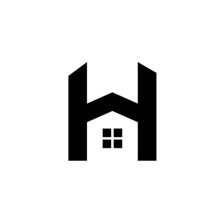 home house initial letter h black bold logo vector icon illustration design isolated backgroundのイラスト素材