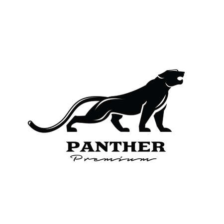 premium black panther vector logo illustration designのイラスト素材