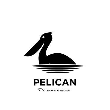 black pelican logo vector icon illustration isolated designのイラスト素材