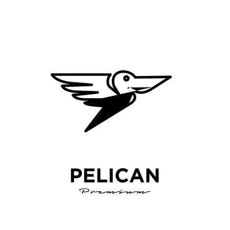 black pelican line logo vector icon illustration isolated designのイラスト素材