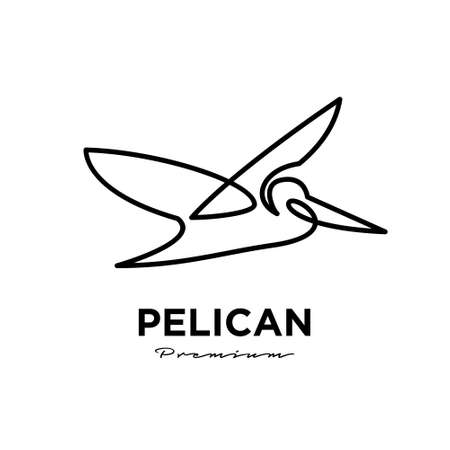black pelican line logo vector icon illustration isolated designのイラスト素材