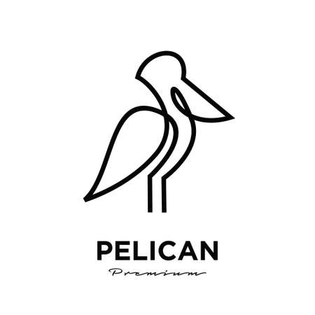 black pelican line logo vector icon illustration isolated designのイラスト素材