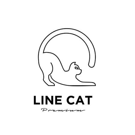 black cat pets line outline logo vector icon illustration isolated designのイラスト素材