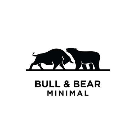 Bear and bull vector logo design players on Exchange and traders on a stock marketのイラスト素材