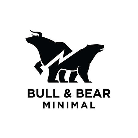 Bear and bull vector logo design players on Exchange and traders on a stock marketのイラスト素材