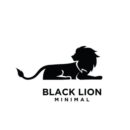 minimal black lion vector icon illustration design isolated backgroundのイラスト素材