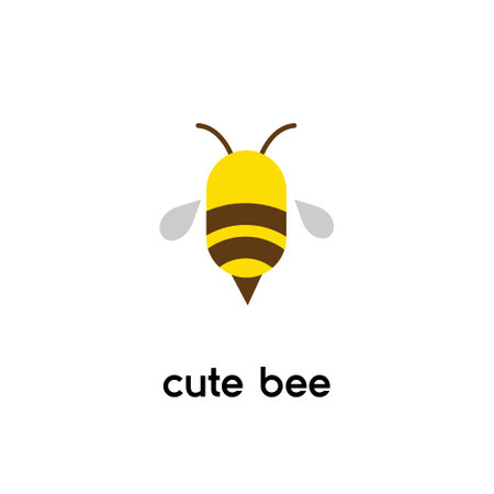 Cute bee logo design flat illustrationのイラスト素材