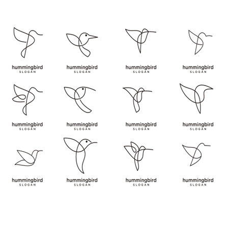 humming bird line logo icon designs isolated backgroundのイラスト素材