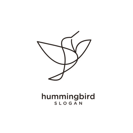 Hummingbird line logo icon design design flat illustrationのイラスト素材