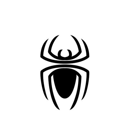 abstract spider logo icon black design initial flat illustrationのイラスト素材