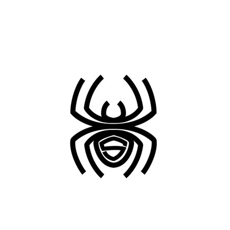 abstract spider logo icon black design initial flat illustrationのイラスト素材