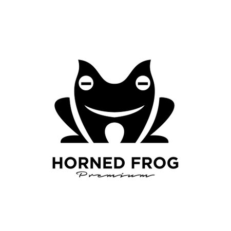 abstract horned frog vector black logo icon design illustration flatのイラスト素材