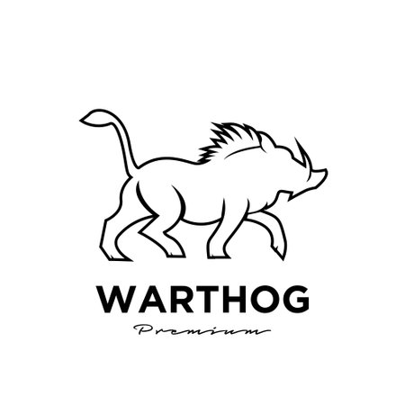warthog simple line vector logo illustration design flatのイラスト素材