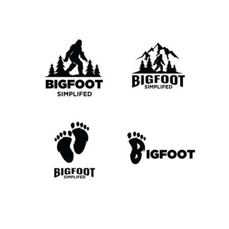 set collection Big foot yeti vector black logo icon illustration design isolated backgroundのイラスト素材