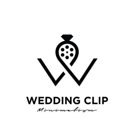 wedding Studio Movie Video Cinema Cinematography Film Production with diamond ring logo design vector icon illustration Isolated White Backgroundのイラスト素材