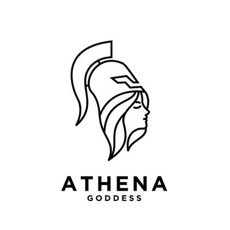premium Athena the goddess black vector icon line logo illustration design isolated backgroundのイラスト素材
