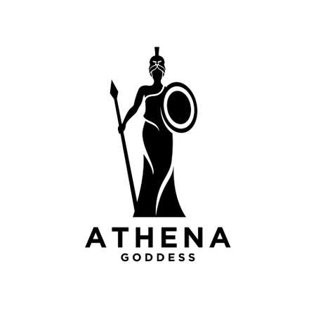 premium Athena the goddess black vector logo illustration design isolated backgroundのイラスト素材