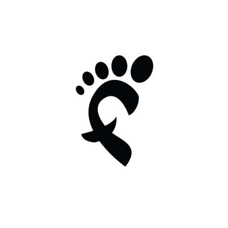simple modern footprint black logo with initial letter F icon vector illustration design isolated backgroundのイラスト素材