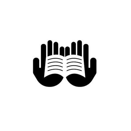SIMPLE HAND BOOK MINIMAL VECTOR ILLUSTRATION LOGO ICON DESIGN isolated backgroundのイラスト素材