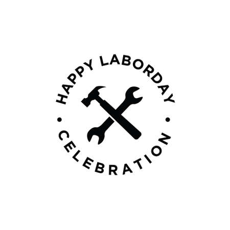 simple labor day vector logo icon design bannerのイラスト素材