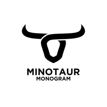 abstract Minotaur head face vector illustration logo icon design white backgroundのイラスト素材