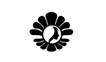 simple Pearl shell beauty face silhouette black vector logo icon design flat illustration isolated backgroundのイラスト素材