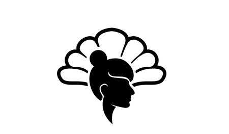 simple Pearl shell beauty face silhouette black vector logo icon design flat illustration isolated backgroundのイラスト素材