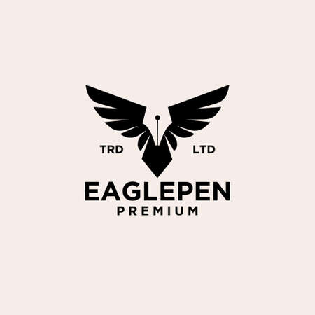 eagle pen vintage logo icon illustration Premium Vectorのイラスト素材
