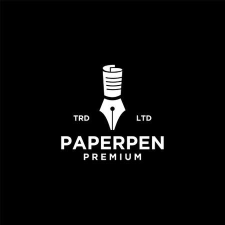 paper pen logo icon illustration Premium Vectorのイラスト素材