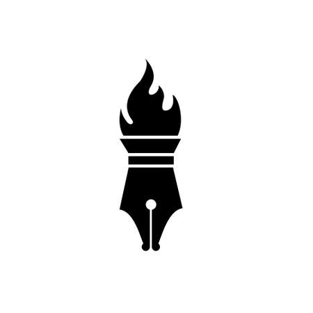 Flaming torch pen concept highlight news, item, freedom writing art logo design vector illustration icon template isolated backgroundのイラスト素材