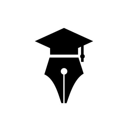 pen nib writer with film reel ink logo design inspiration isolated white backgroundのイラスト素材