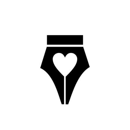 love writing logo concept love heart icon with pen nib vector icon illustration design isolated white backgroundのイラスト素材