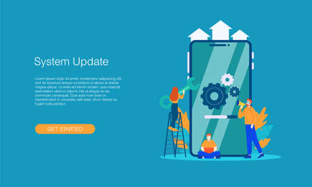 system update vector illustration concept isolated template white background can be use for presentation web banner UI UX landing pageのイラスト素材