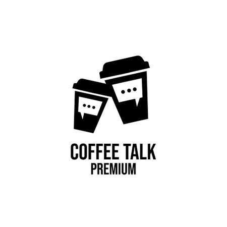 coffee talk simple black logo design isolated backgroundのイラスト素材