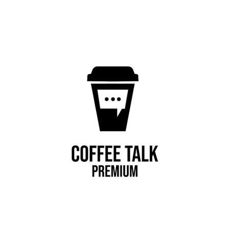 coffee cup talk simple black logo design isolated backgroundのイラスト素材