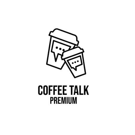 coffee talk simple black logo design isolated backgroundのイラスト素材