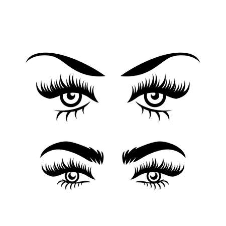 premium set collection eyelash extension beauty make up salon vector designのイラスト素材