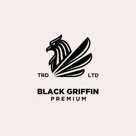 premium black Griffin Mythical Creature Vector Design Logoのイラスト素材