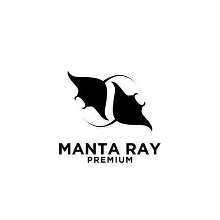 set pair Premium manta ray vector black logo design isolated white backgroundのイラスト素材