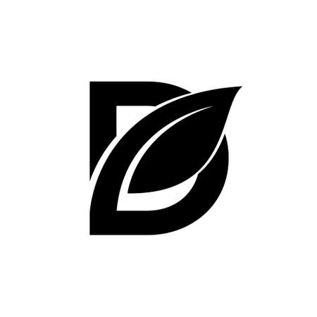 capital letter D leaf font vector logo icon design isolated white backgroundのイラスト素材