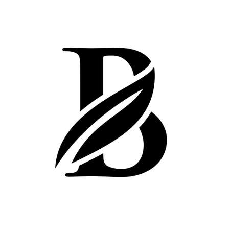 capital letter B leaf font vector logo icon design isolated white backgroundのイラスト素材