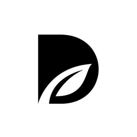 capital letter D leaf font vector logo icon design isolated white backgroundのイラスト素材