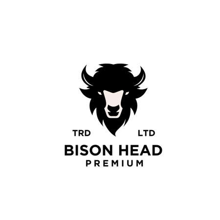 Premium black bison head vector logo icon design isolated white backgroundのイラスト素材
